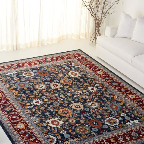 Safavieh Lrl Allington Traditional Area Rug Power Loomed in Turkey with Navy Red Motifs 9' x 13' LRL1108R-9