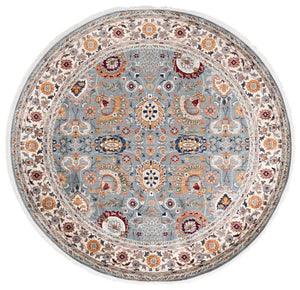 Safavieh Lrl Turkish Power Loomed Runner Rug Blue Ivory Hallway Accent Soft Traditional 6'-7" x 6'-7" - Round LRL1110M-7R