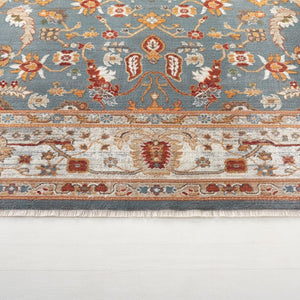 Safavieh Lrl Floral Turkish Runner Rug Blue Ivory Power Loomed Hallway Accent Low Pile 2'-0" x 8'-0" LRL1113A-28