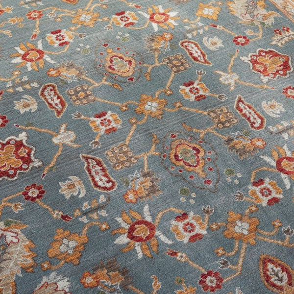 Safavieh Lrl Floral Turkish Runner Rug Blue Ivory Power Loomed Hallway Accent Low Pile 7'-9" x 9'-6" LRL1113A-8