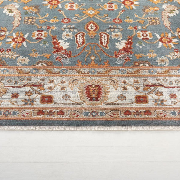 Safavieh Lrl Floral Turkish Runner Rug Blue Ivory Power Loomed Hallway Accent Low Pile 7'-9" x 9'-6" LRL1113A-8