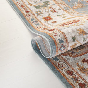 Safavieh Lrl Floral Turkish Runner Rug Blue Ivory Power Loomed Hallway Accent Low Pile 7'-9" x 9'-6" LRL1113A-8