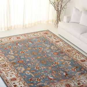 Safavieh Lrl Floral Turkish Runner Rug Blue Ivory Power Loomed Hallway Accent Low Pile 7'-9" x 9'-6" LRL1113A-8