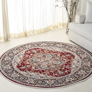 Safavieh Lrl Turkish Power-Loomed Runner Bold Geometric Motifs for Hallways and Entryways 6'-7" x 6'-7" - Round LRL1119P-7R