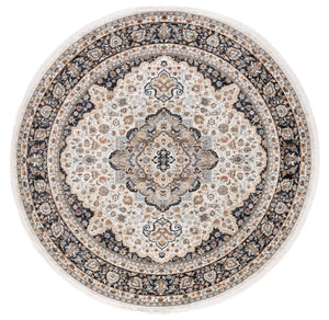 Safavieh Lrl Oriental Ivory Navy Hallway Runner Power Loomed Polypropylene Rug for Entryways 6'-7" x 6'-7" Round LRL1120A-7R