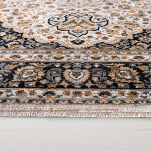 Safavieh Lrl Oriental Ivory Navy Hallway Runner Power Loomed Polypropylene Rug for Entryways 6'-7" x 6'-7" Square LRL1120A-7SQ