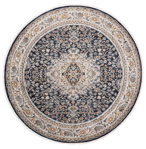 Safavieh Lrl Oriental Runner Rug Power Loomed Polypropylene Ivory Navy Hallway Accent 6'-7" x 6'-7" Round LRL1121N-7R