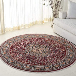 Safavieh Lrl Oriental Runner Rug Turkish Geometric Polypropylene Hallway Accent in Red Navy 6'-7" x 6'-7" - Round LRL1121R-7R