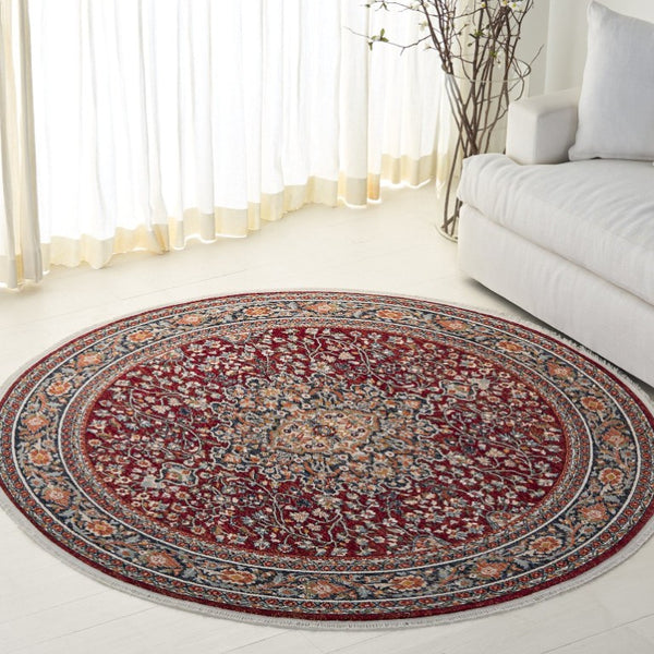 Safavieh Lrl Oriental Runner Rug Turkish Geometric Polypropylene Hallway Accent in Red Navy 6'-7" x 6'-7" - Round LRL1121R-7R
