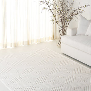 Safavieh Lrl Ivory Geometric Power Loomed Polyester Runner Rug for Hallways and Entryways 5'-0" x 7'-0" LRL1172A-5