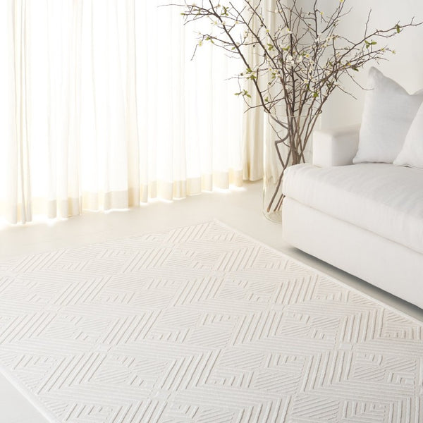 Safavieh Lrl Ivory Geometric Power Loomed Polyester Runner Rug for Hallways and Entryways 6'-7" x 8'-6" LRL1172A-6