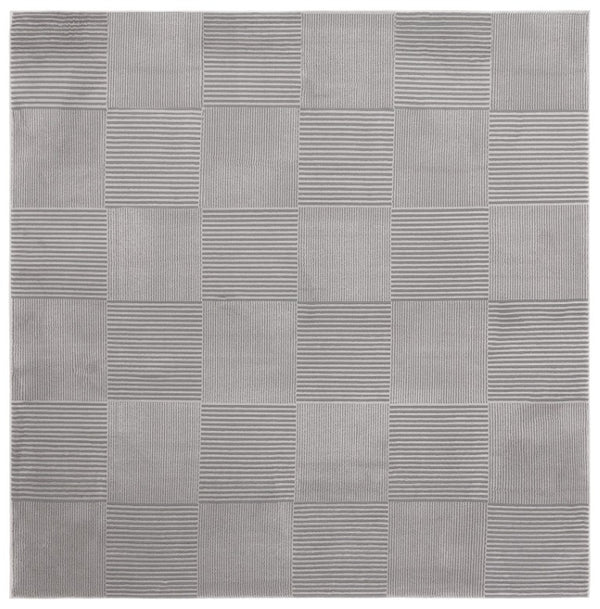 Safavieh Lrl Geometric Block Pattern Polyester Area Rug for Modern Living Rooms in Grey 6'-7" x 6'-7" LRL1174F-7SQ