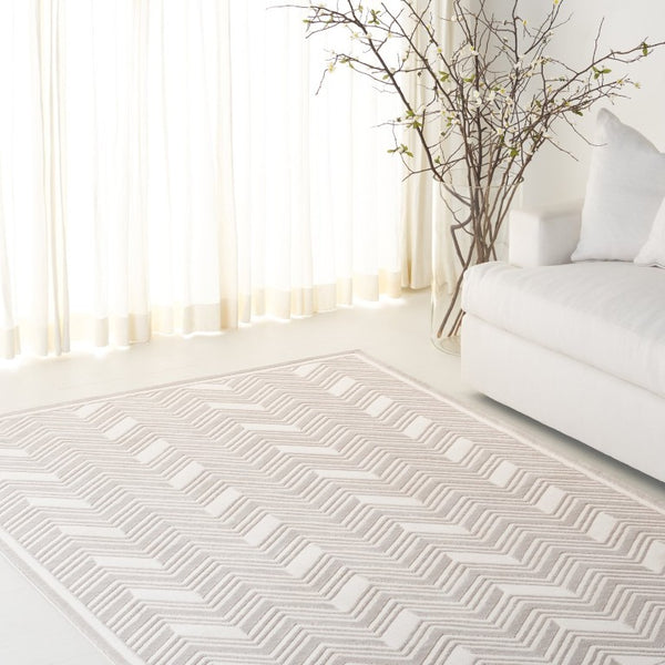 Safavieh Lrl Chevron Runner Rug Power Loomed Polyester Neutral Ivory Beige Hallway Accent 6'-7" x 8'-6" LRL1175B-6
