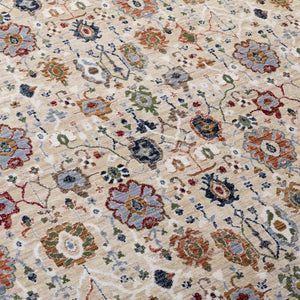 Safavieh Lauren Timeless Turkish Power-Loomed Square Area Rug In Beige And Grey-Rust – Low-Profile Durability 6'-7" x 6'-7" LRL1182B-7SQ