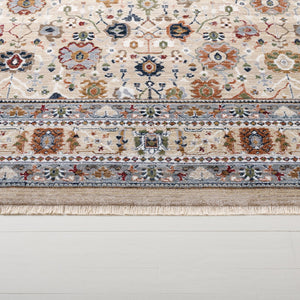 Safavieh Lauren Timeless Turkish Power-Loomed Square Area Rug In Beige And Grey-Rust – Low-Profile Durability 6'-7" x 6'-7" LRL1182B-7SQ