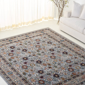 Safavieh Lauren Classic Oriental Power-Loomed Area Rug In Grey With Black-Rust Accents, Low Pile Durability 5'-3" x 7'-6" LRL1182F-5