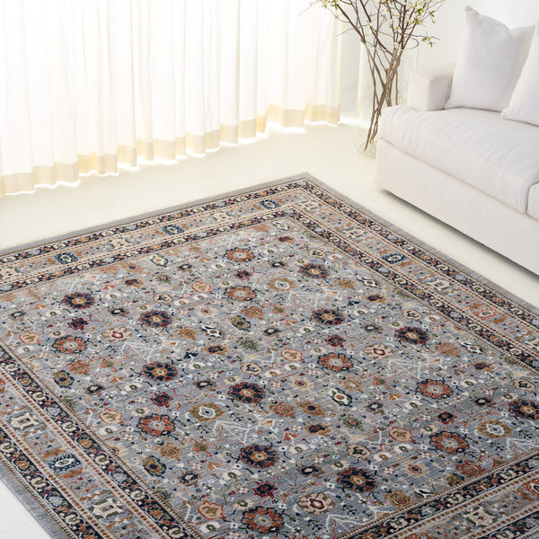 Safavieh Lauren Turkish Power-Loomed Square Area Rug In Grey And Black-Rust — Low-Profile, Durable, Elegant Accent 6'-7" x 6'-7" LRL1182F-7SQ