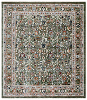 Safavieh Lauren Traditional Power-Loomed Turkish Area Rug In Muted Green Grey Rust — Low Pile, Durable Elegance 6'-7" x 6'-7" LRL1182Y-7SQ