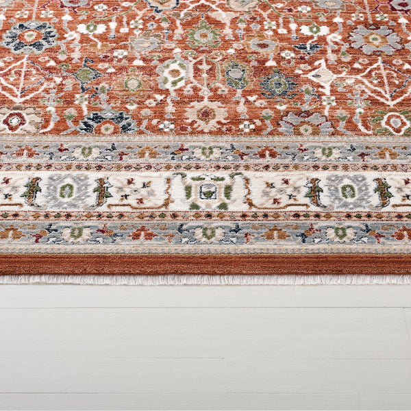 Safavieh Lauren Elegant Turkish Rust & Ivory Grey Area Rug With Low-Profile Pile, Durable Transitional Floral Design 8'-0" x 10'-0" LRL1184P-8