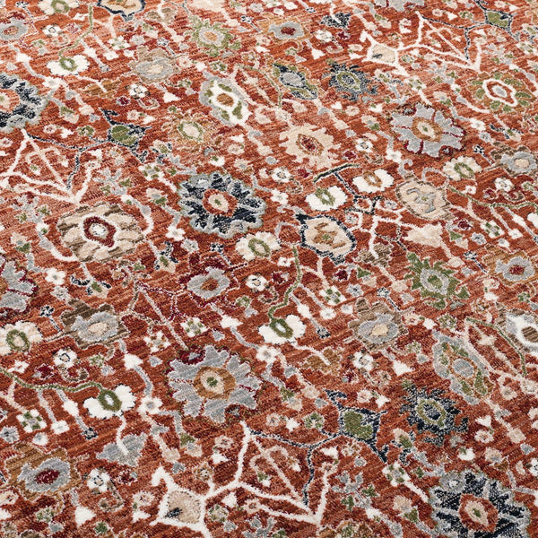Safavieh Lauren Power-Loomed Runner In Rust And Ivory-Grey — Transitional Floral Motif, Durable Low-Profile Rug 2'-0" x 8'-0" LRL1184P-28