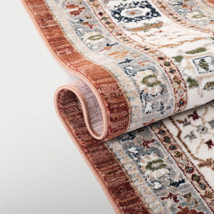 Safavieh Lauren Power-Loomed Runner In Rust And Ivory-Grey — Transitional Floral Motif, Durable Low-Profile Rug 2'-0" x 8'-0" LRL1184P-28