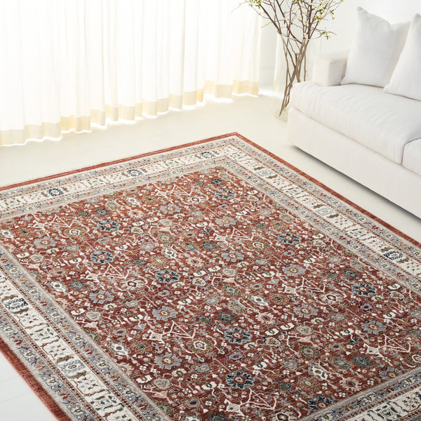 Safavieh Lauren Timeless Rust And Ivory Grey Transitional Area Rug — Power-Loomed Turkey, Durable Soft Blend 6'-7" x 6'-7" LRL1184P-7SQ