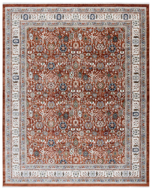 Safavieh Lauren Timeless Rust And Ivory Grey Transitional Area Rug — Power-Loomed Turkey, Durable Soft Blend 6'-7" x 6'-7" LRL1184P-7SQ