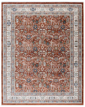 Safavieh Lauren Power-Loomed Runner In Rust And Ivory-Grey — Transitional Floral Motif, Durable Low-Profile Rug 2'-0" x 8'-0" LRL1184P-28