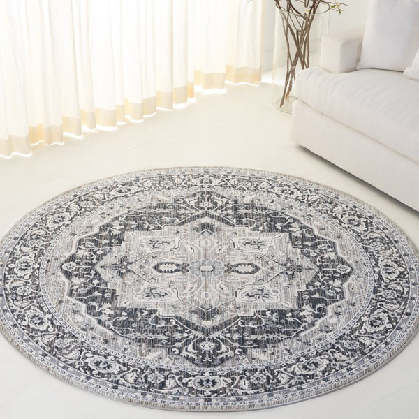 Safavieh Lauren Ralph Clover Floral Turkish Runner Rug with Ornamental Borders for Hallways 6'-7" x 6'-7" Round LRL1270H-7R