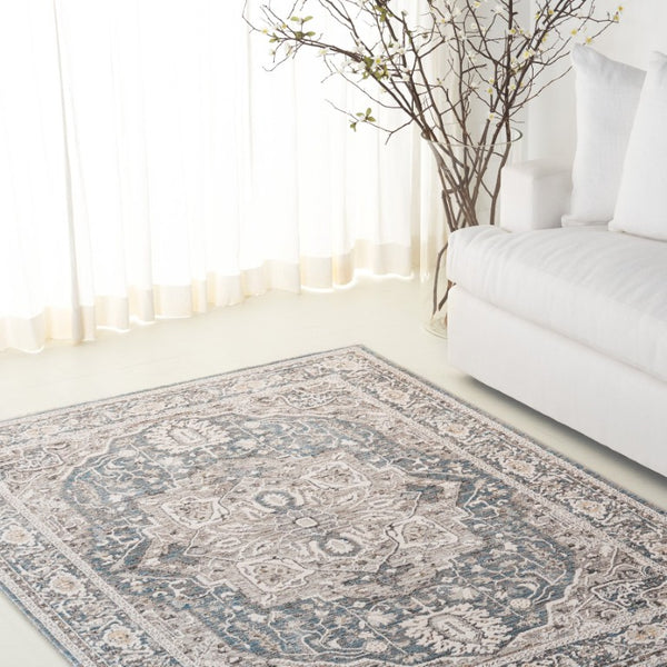 Safavieh Lauren Ralph Traditional Polyester Runner Rug for Hallways and Entryways in Blue Grey 6'-3" x 8'-9" LRL1270M-6