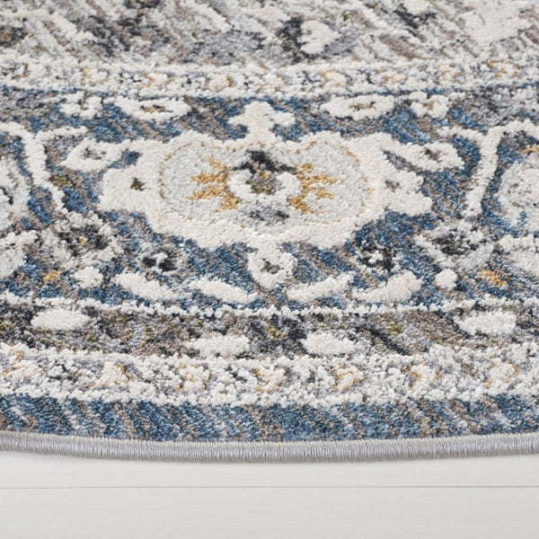 Safavieh Lauren Ralph Traditional Polyester Runner Rug for Hallways and Entryways in Blue Grey 6'-7" x 6'-7" Round LRL1270M-7R