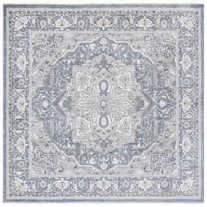 Safavieh Lauren Ralph Traditional Polyester Runner Rug for Hallways and Entryways in Blue Grey 6'-7" x 6'-7" Square LRL1270M-7SQ