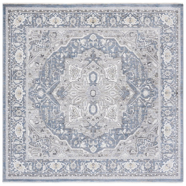 Safavieh Lauren Ralph Traditional Polyester Runner Rug for Hallways and Entryways in Blue Grey 6'-7" x 6'-7" Square LRL1270M-7SQ