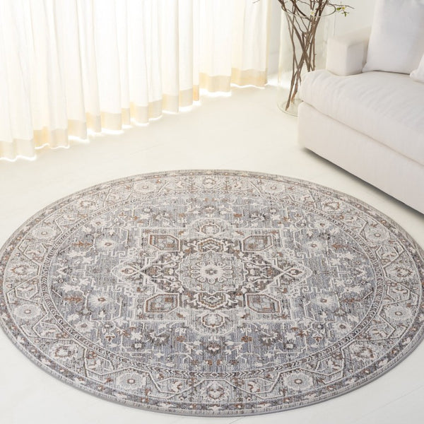 Safavieh Lauren Ralph Clover Medallion Runner Rug Traditional Floral Polyester Hallway Accent 6'-7" x 6'-7" (Round) LRL1272F-7R