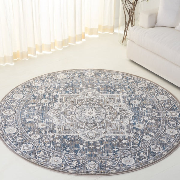 Safavieh Lauren Ralph Polyester Runner Rug Traditional Pattern for Hallways and Entryways 6'-7" x 6'-7" Round LRL1272M-7R
