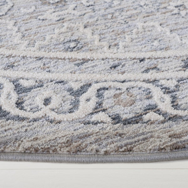 Safavieh Lauren Ralph Clover Floral Runner Rug Polyester Heritage Hallway Accent in Grey 6'-7" x 6'-7" (Round) LRL1274F-7R