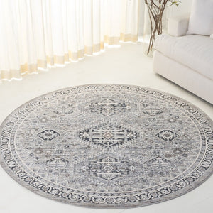 Safavieh Lauren Ralph Clover Floral Runner Rug Polyester Heritage Hallway Accent in Grey 6'-7" x 6'-7" (Round) LRL1274F-7R
