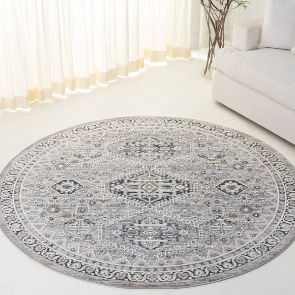 Safavieh Lauren Ralph Clover Floral Runner Rug Polyester Heritage Hallway Accent in Grey 6'-7" x 6'-7" (Round) LRL1274F-7R