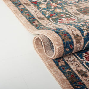 Safavieh Lauren Ralph Flatweave Polypropylene Area Rug Floral Geometric Beige Navy Border LRL1297D-6