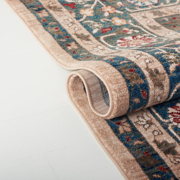 Safavieh Lauren Ralph Flatweave Polypropylene Area Rug Floral Geometric Beige Navy Border LRL1297D-6