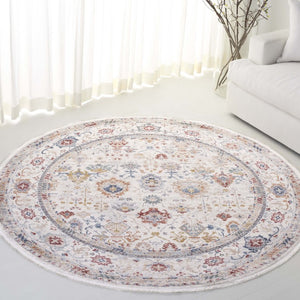 Safavieh Lauren Ralph Traditional Power-Loomed Polyester Cotton Rug for Living and Dining Rooms 6'-7" x 6'-7" Round LRL1400A-7R
