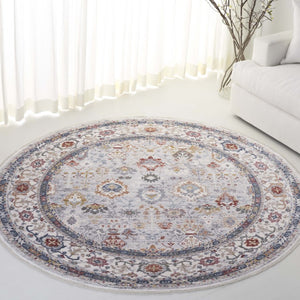 Safavieh Lauren Ralph Traditional Power Loomed Polyester Cotton Blend Rug for Large Rooms 6'-7" x 6'-7" Round LRL1400F-7R