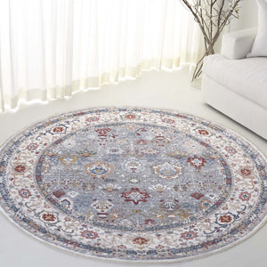 Safavieh Lauren Ralph Medallion Floral Polyester Area Rug for Living or Dining Rooms 6'-7" x 6'-7" Round LRL1400G-7R