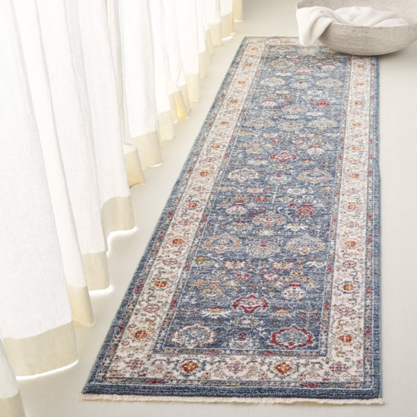 Safavieh Lauren Ralph Power-Loomed Turkish Area Rug in Navy Blue Ivory Traditional Pattern 2'-0" x 8'-0" LRL1400N-28