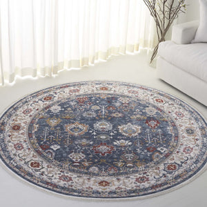 Safavieh Lauren Ralph Persian Floral Area Rug in Soft Polyester with Traditional Turkish Craft 6'7" x 6'7" Round LRL1400N-7R