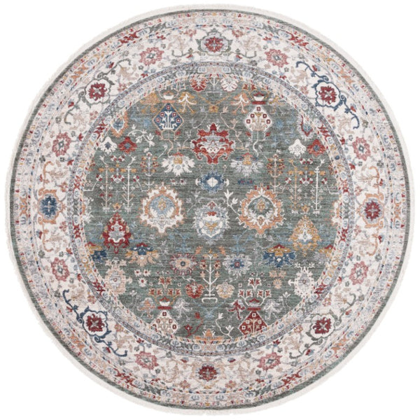 Safavieh Lauren Ralph Power Loomed Sage Ivory Area Rug Organic Neutral Polyester Blend 6'-7" x 6'-7" (Round) LRL1400W-7R