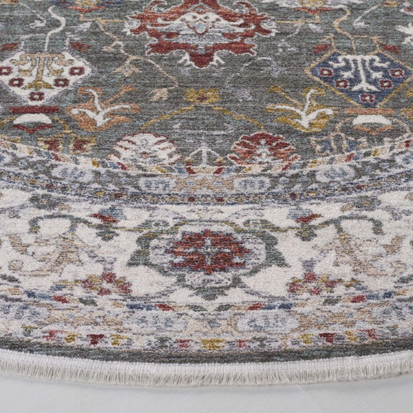 Safavieh Lauren Ralph Power Loomed Sage Ivory Area Rug Organic Neutral Polyester Blend 6'-7" x 6'-7" (Round) LRL1400W-7R