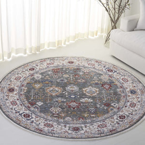 Safavieh Lauren Ralph Power Loomed Sage Ivory Area Rug Organic Neutral Polyester Blend 6'-7" x 6'-7" (Round) LRL1400W-7R
