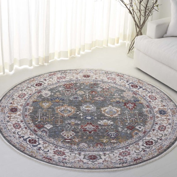 Safavieh Lauren Ralph Power Loomed Sage Ivory Area Rug Organic Neutral Polyester Blend 6'-7" x 6'-7" (Round) LRL1400W-7R