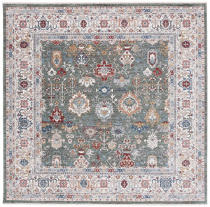 Safavieh Lauren Ralph Power Loomed Sage Ivory Area Rug Organic Neutral Polyester Blend 6'-7" x 6'-7" (Square) LRL1400W-7SQ